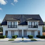 Zweistöckiges modernes Doppelhaus mit Garten