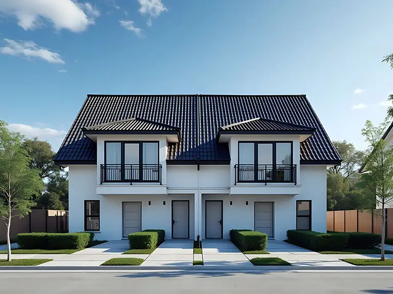 Zweistöckiges modernes Doppelhaus mit Garten